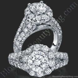Diamond Go Round Halo Split Shank Engagement Ring