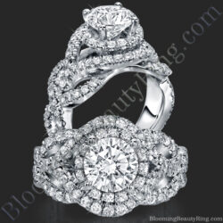 Double Twist Halo Diamond Engagement Ring