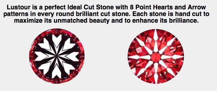 A Lustour Diamond is always cut to a hearts and arrows pattern