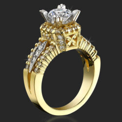 Queen's crown Mid Split Shank Diamond Engagement Ring - bbr192