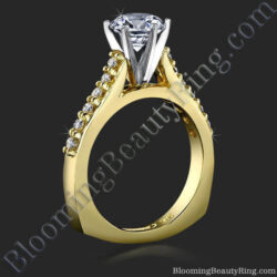 Raised Step Prong Round Diamond Engagement Ring with Flat Rounded Bottom Band - bbr445e