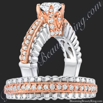 .75 ctw. Two Toned White and Rose Gold Unique Diamond Engagement Ring Set<br>$3900