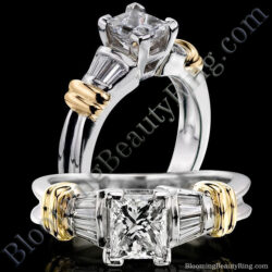 Streamlined Band with Ribbons of Gold 4 Prong Engagement Ring bbrnw8872