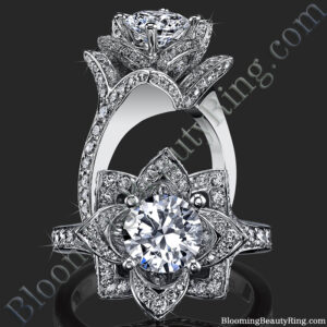 The Crimson Rose 1.58 ctw. Rose Cut Flower Diamond Engagement Ring – bbr607