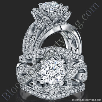 The Large Lotus Swan Double Band Flower Ring Set – bbr626-1