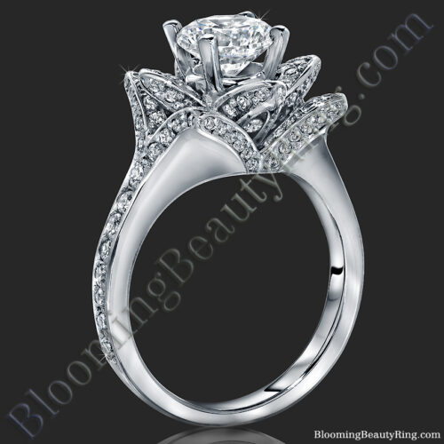 The Small Crimson Rose 1.0 ctw. Rose Cut Flower Diamond Engagement Ring