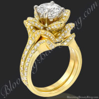 The Small Crimson Rose Flower Diamond Engagement Ring Set<br>$5075
