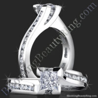Unique Square Overlap Princess Ring with 28 Round Channel Set Diamonds